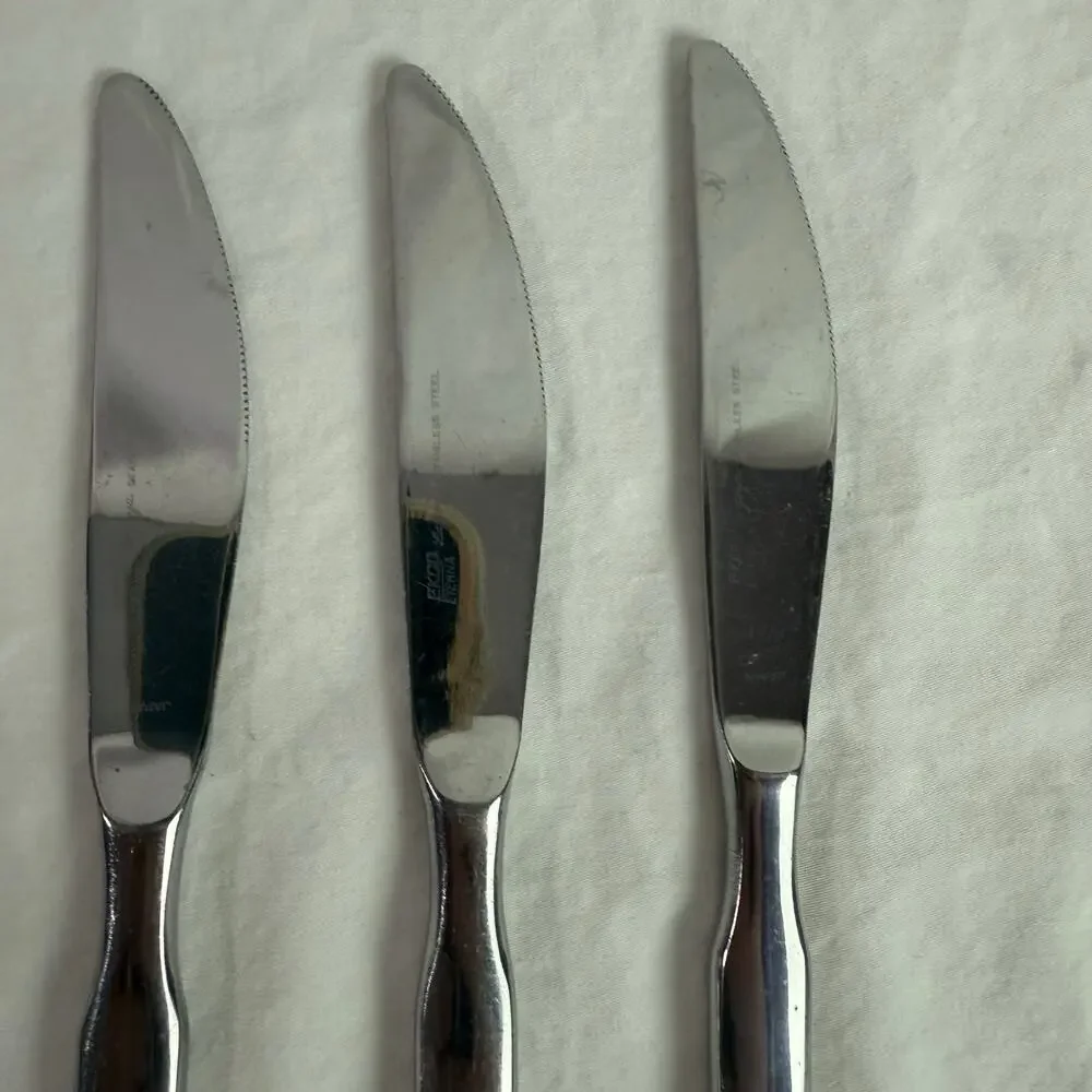 Ekco Eterna La Joya VTG Set 4 Butter Knives Stainless Steel Faux Wood Flatware